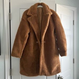 Justfab Double Breasted Teddy Bear Coat size S